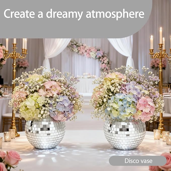 6 Pcs Disco Ball Vases, Office Table Decorations - Image 7