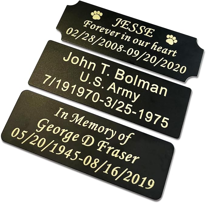 3" W x 1" H Personalized Custom Engraved Solid Brass Plate Frame Name Label Art - Image 2
