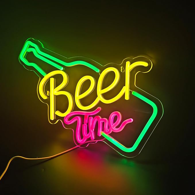 Beer Time Neon Sign Led Wall Decor Man Cave Neon Light Up Signs Wall Art - Image 5