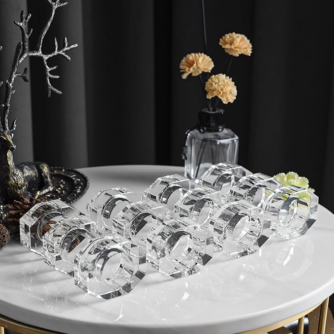 Crystal Napkin Rings, Elegant Table Decor Holders - Image 7