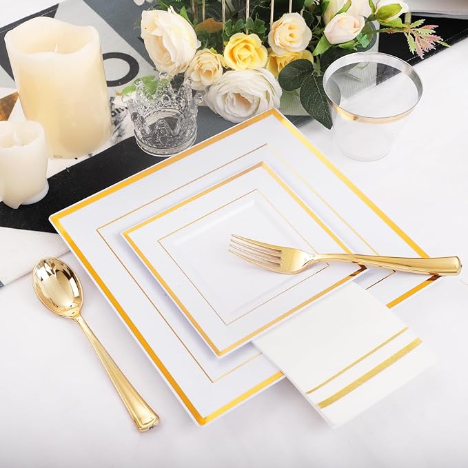 Festiva 176Pcs Gold Plates Disposable - Image 5