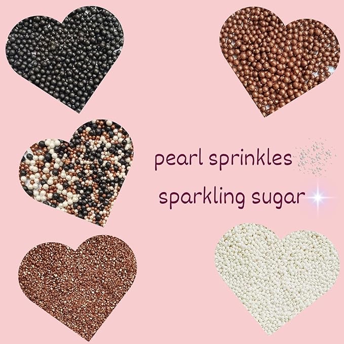 Confect Sprinkle Mix – Elegant Black, Bronze & White Sugar Pearls - Image 5