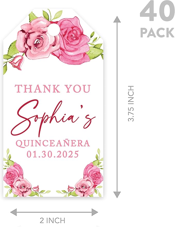 Andaz Press 40-Pack Personalized Quinceañera Favor Tags - Image 5