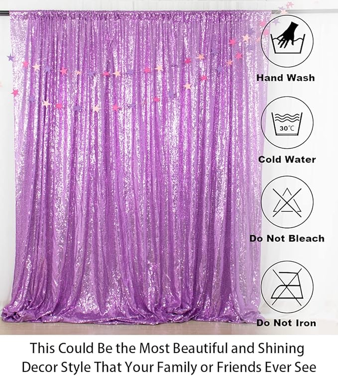 ShinyBeauty Lavender Sequin Backdrop Curtains 2 Panels 4x8FT Shimmer - Image 5