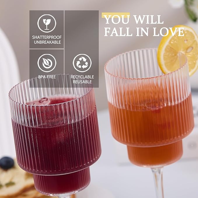Plastic Goblets Wine Glasses - 12Oz Acrylic Wine Glasses Origami Unbreakable - Image 3