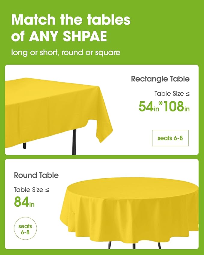 Pureegg Plastic Table Cloth Disposable 10 Pack, 54 x 108 Inch Table Cloths - Image 2