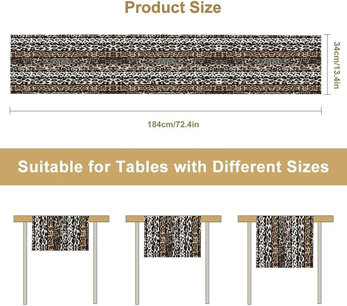 Cow Patchwork Print Table Runner, Country Farm Animal Fur Skin Farm Safari - Image 2