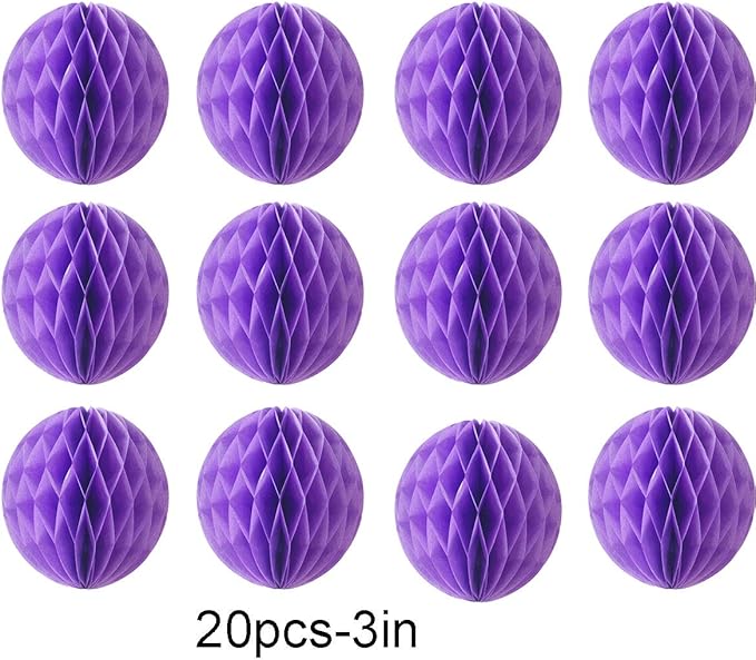 20pcs Honeycomb Decoration Paper Flower Balls Tissue Paper Pom Poms - Image 2