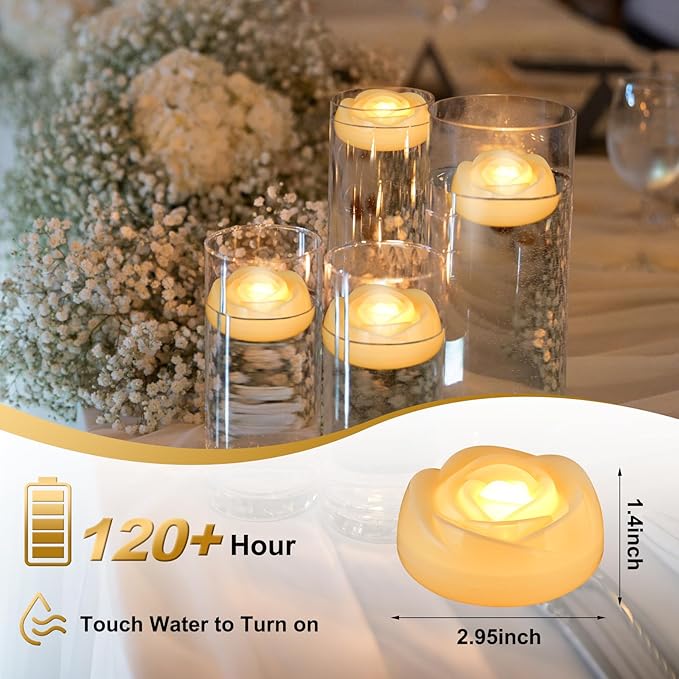 Enido Flameless LED Floating Candles Battery Operated Waterproof Outdoor - Image 4