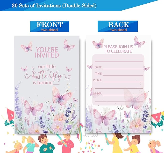 Butterfly First Birthday Invitations - Image 6