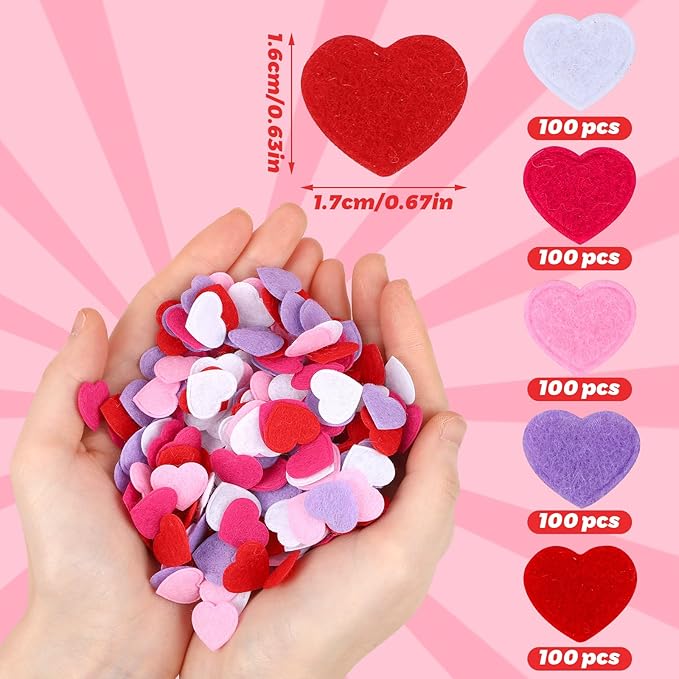 MARFOREVER Valentine's Day Felt Hearts Confetti, Heart Decorations Foam Confetti - Image 6