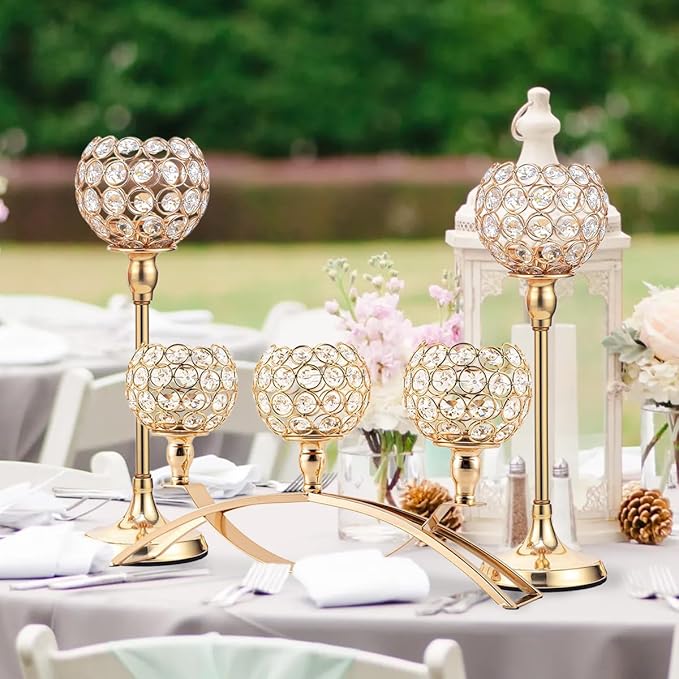 Vincigant Gold Crystal Candle Holders Set of 8 - Image 8