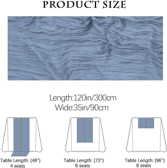 16PCS Dusty Blue Cheesecloth Table Runner 10FT Table Runner Cheesecloth - Image 2