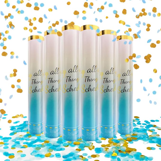 6 Pack Gender Reveal Confetti Cannon, 12 Inch Biodegradable Blue Confetti by Zankubom