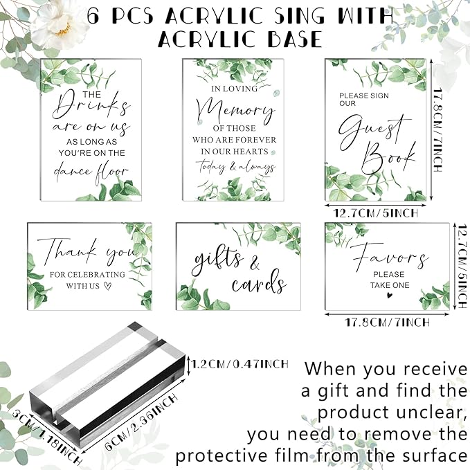 Weysat 6 Pcs Clear Acrylic Wedding Signs - Image 3