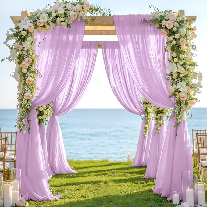 Lilac 2 Panels Wedding Arch Draping Fabric 29" x 20Ft Sheer Drapes Outdoor by Jimtx