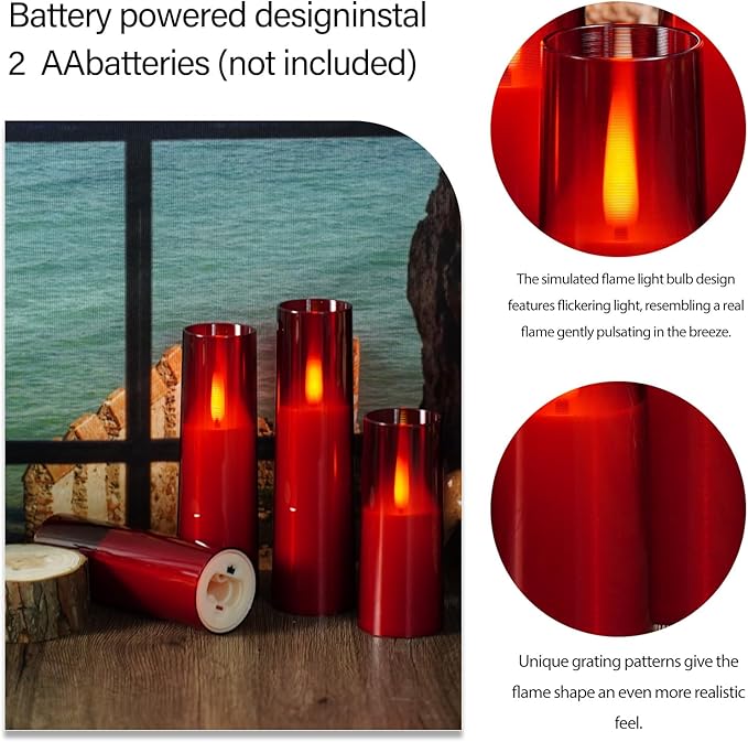Flameless LED Candles, Upgraded Realistic Flickering Flame Battery Operated - Image 3