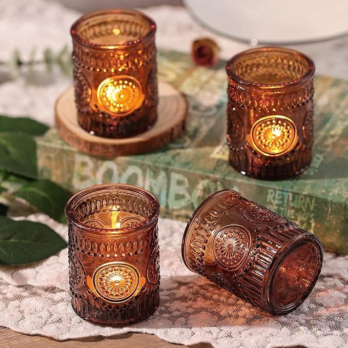 DARJEN Amber Votive Candle Holders Set of 36- Glass Candle Holders Bulk - Image 7