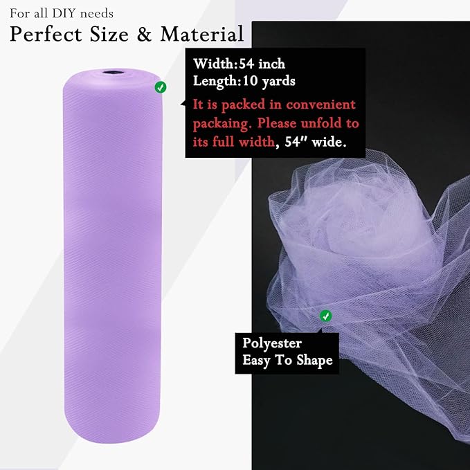 Lavender Tulle Fabric Rolls 54 Inch by 10 Yards Fabric Tulle Bolt - Image 2