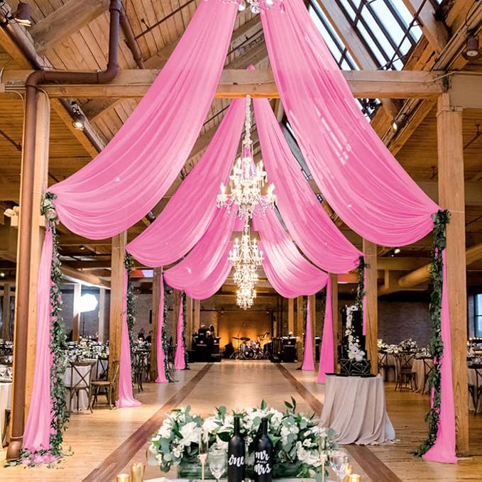MODFUNS 4 Panels Pink Ceiling Drapes by MODFUNS