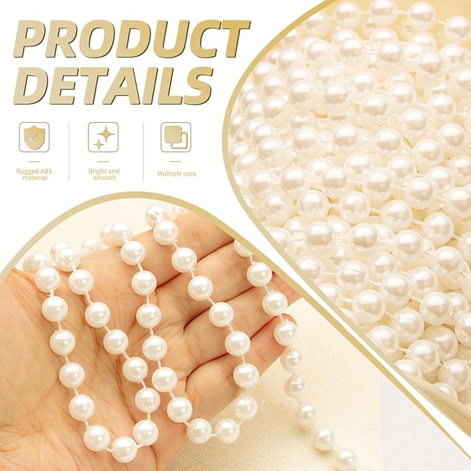 48 Feet Faux Pearl Beads Garland 8mm Craft String Pearls - Image 2