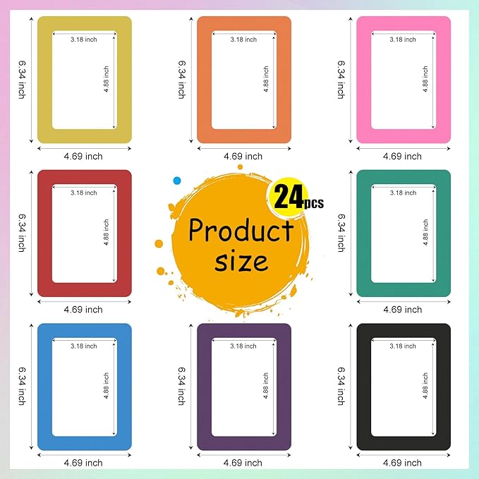 24 Pcs Magnetic Picture Frames for Refrigerator, 8 Colors Magnet Photo Frame - Image 7