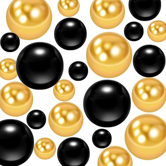 300Pcs Vase Filler Black and Golden Yellow No Hole Faux Pearl Beads by ORIKASO