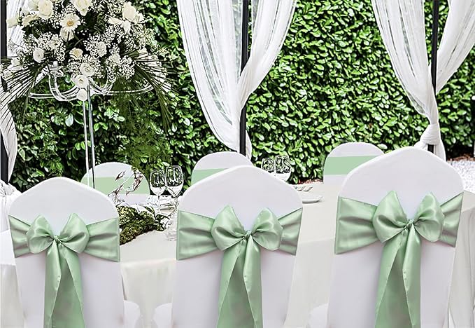 50 Pack Satin Sage Green Chair Sashes - Image 2