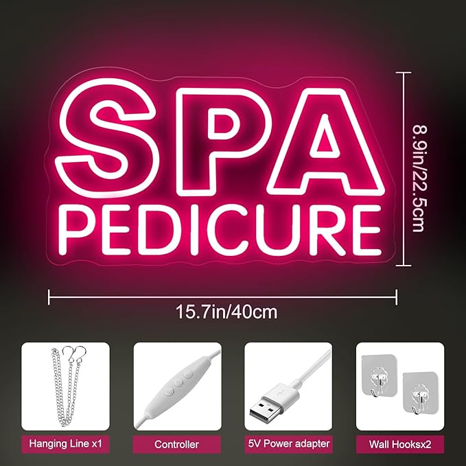SPA Pedicure Neon Sign for Nail Salons, LED Spa Shop Cutcom Sign Lights - Image 3