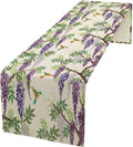 Vintage Bird Flower Table Runner Seasonal Spring Purple Wisteria Garden Plants by SHElifestyle