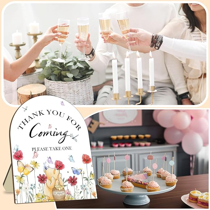 Winnie Bridal Shower Sign, Classic Pooh Thank You Wooden Sign - Image 5
