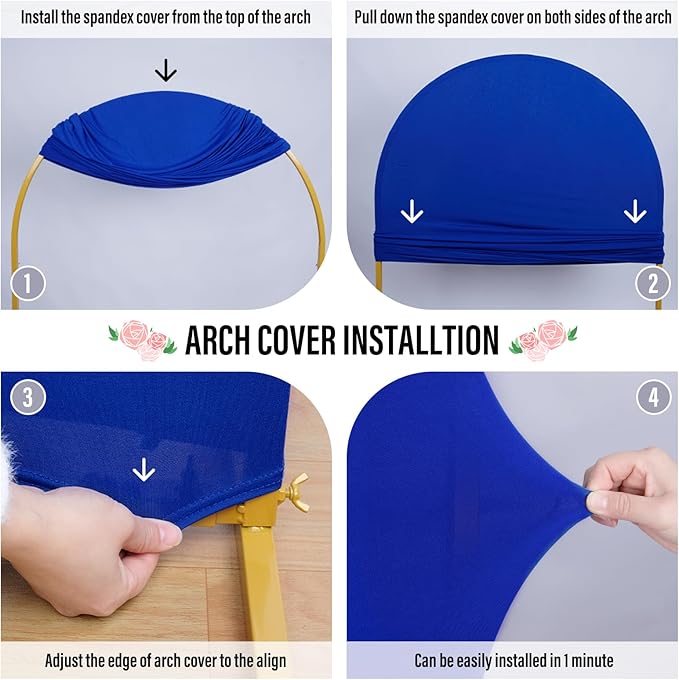 LEBENGURU Upgraded 6FT Wedding Arch Cover, Royal Blue Spandex Fitted Arch - Image 5