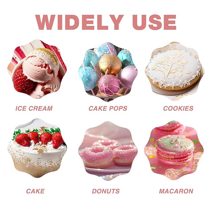 Edible Glitter Paint Set- 6 Color Food Coloring Metallic Glitter Paint - Image 6