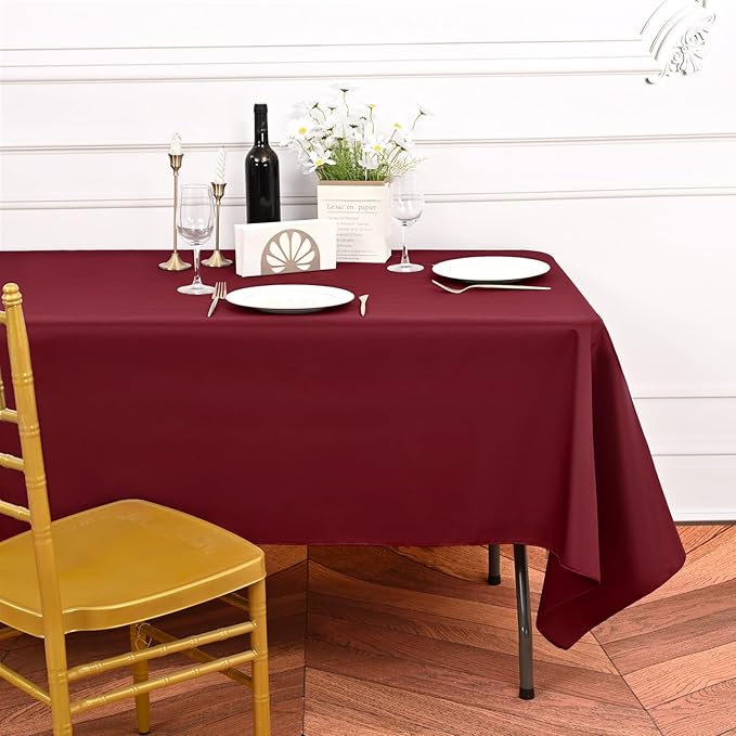 6 Pack Burgundy Tablecloths for 8ft Rectangle Tables 60 x 126 Inch - Image 6