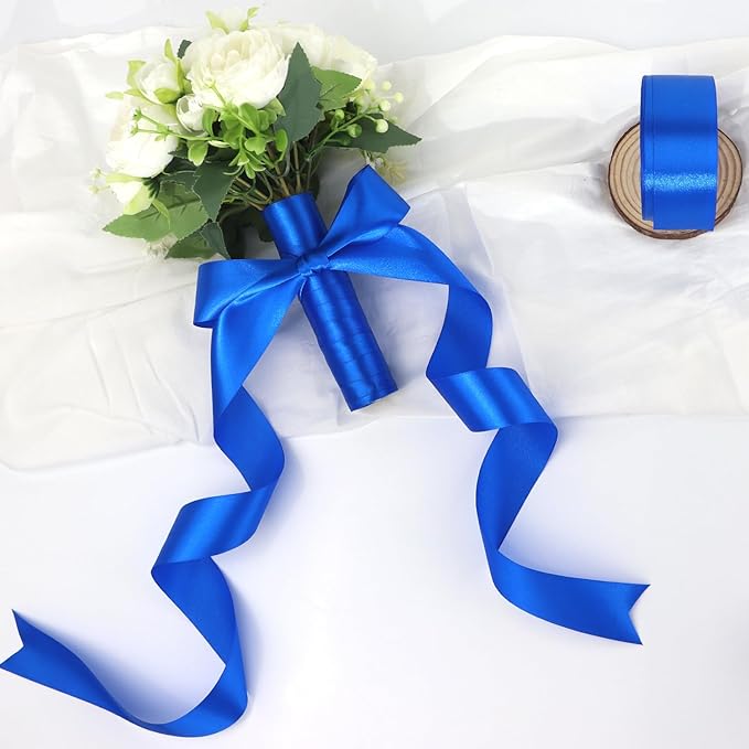 Blue Solid Satin Ribbon 1-1/2 Inch 50 Yards Solid Polyester Fabric Ribbon - Image 6