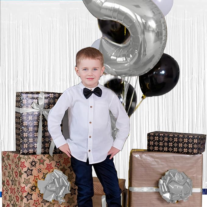 White Foil Fringe Curtain 3.3×8.3FT 6 Packs, Metallic Tinsel Curtains Party - Image 6