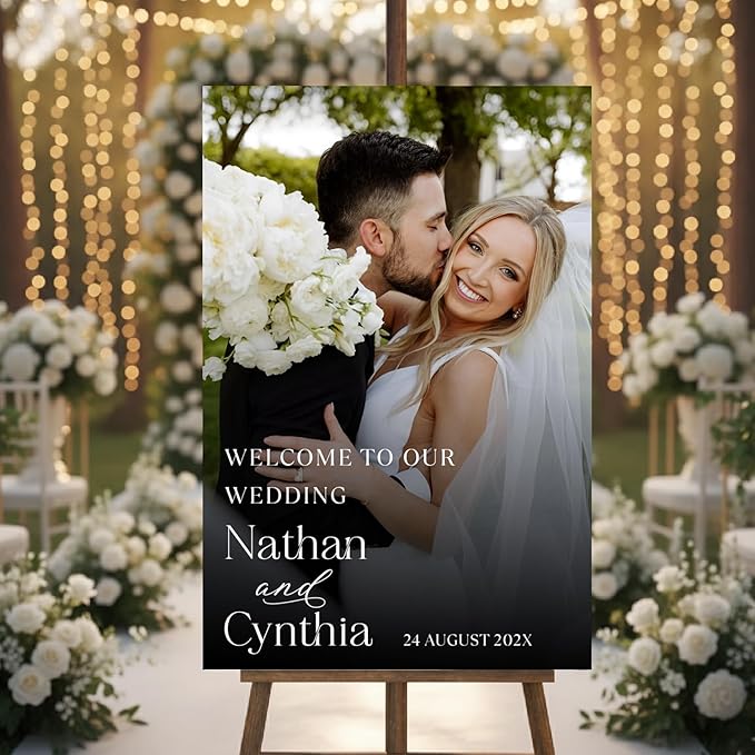 Personalized Wedding Photo Acrylic Welcome Sign – Custom Picture Board - Image 2