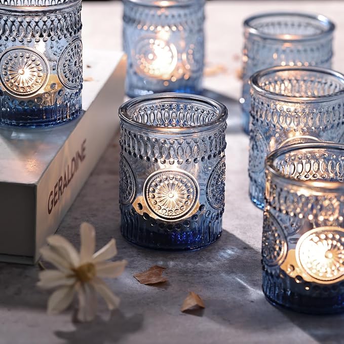 DARJEN Blue Votive Candle Holders Set of 36- Glass Candle Holders Bulk - Image 3