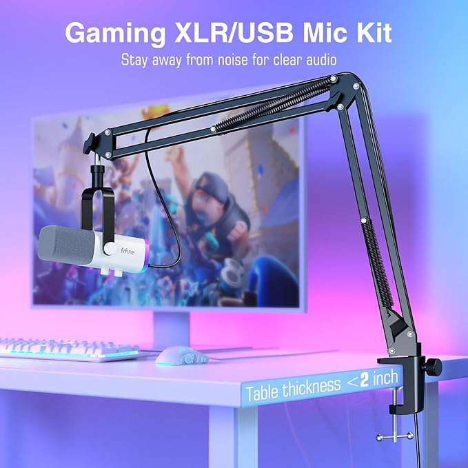 FIFINE Gaming XLR/USB Microphone Kit, Streaming Dynamic Mic Set - Image 2