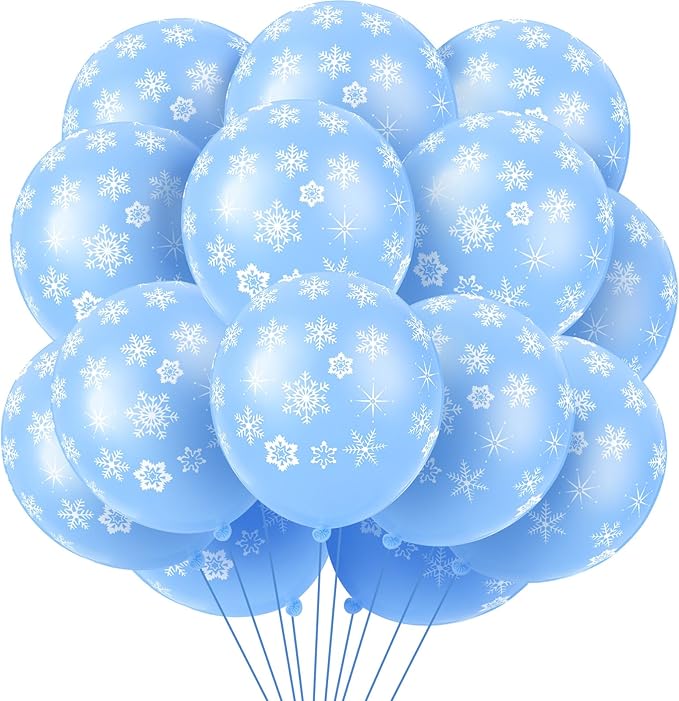 Skylety 40 Pieces Snowflake Balloons Bulk Winter Transparent Snowflake Latex by Skylety