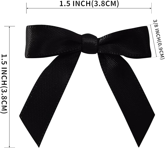 50pcs 1-1/2" Mini Black Satin Ribbon Bows Without Twist Ties - Image 3