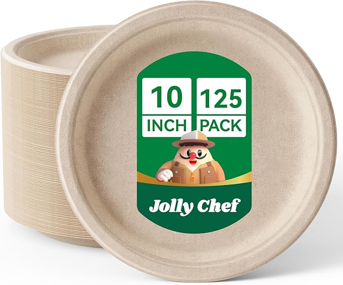 JOLLY CHEF Compostable Heavy Duty Plates   Eco-Friendly Disposable by JOLLYCHEF