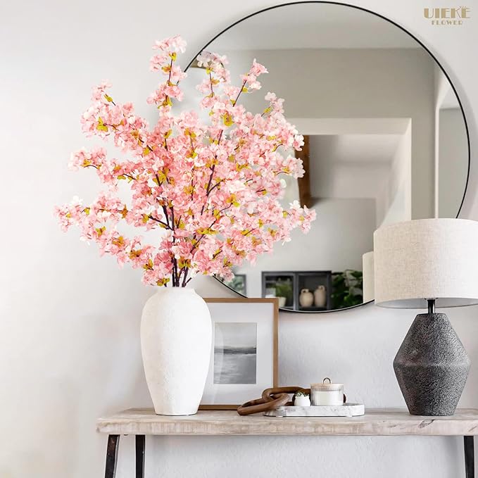 Uieke Silk Cherry Blossom Branches, 39.3in Artificial Cherry Blossom Tree Stems - Image 7