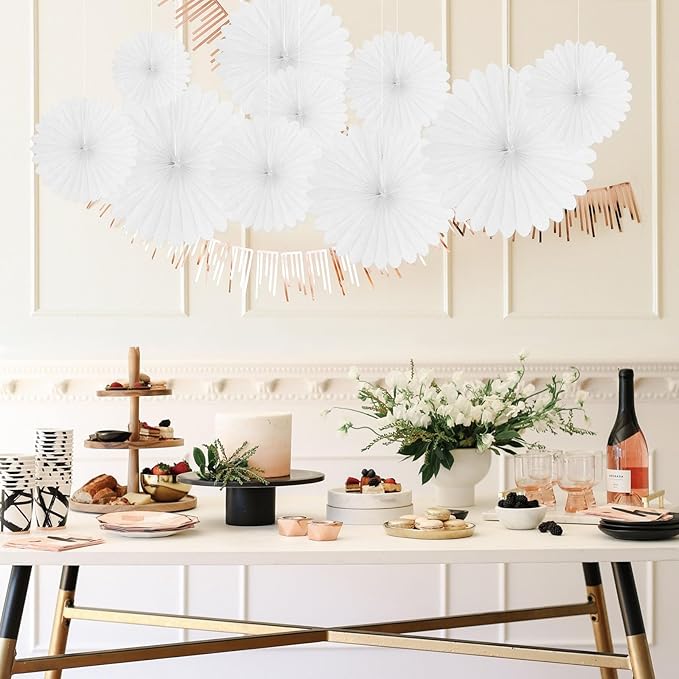 20 Pcs White Hanging Paper Fan, Hanging Honeycomb Round Paper Fans - Image 6