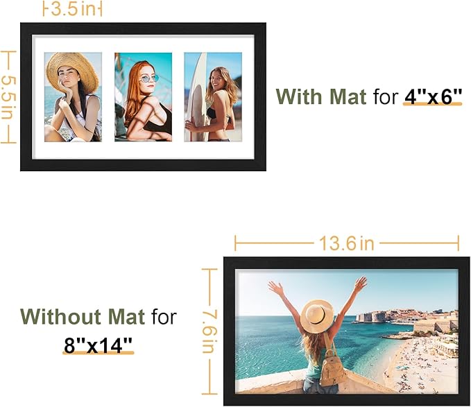 Vittanly 8x14 Picture Frames Collage, Displays 3Pcs 4x6 Pictures - Image 6