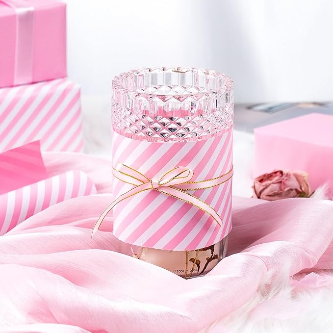 Burymento Pink and White Stripes Wrapping Paper, Reversible Pink Gift Wrap - Image 6