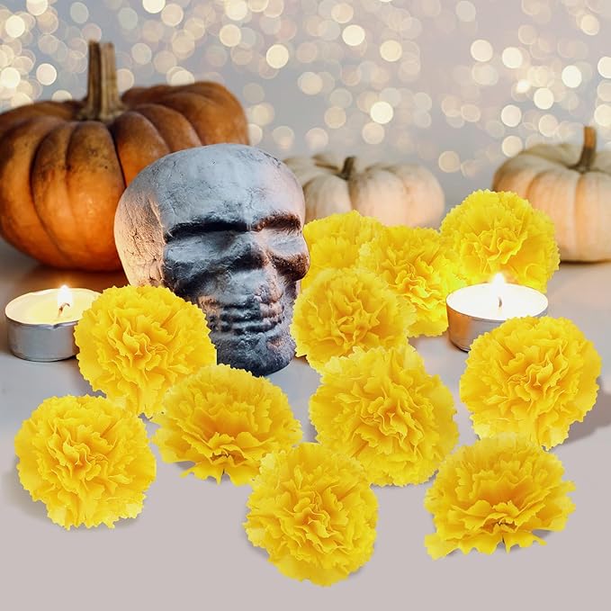 30 Pcs Artificial Marigold Flowers, Indian Wedding, DIY Wreath Garland - Image 8