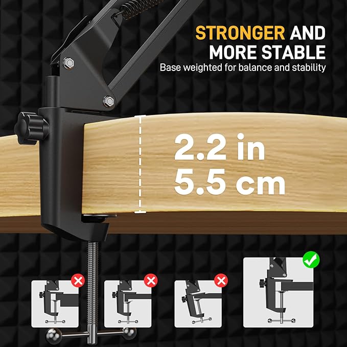 MAONO Boom Arm Microphone Stand: Adjustable Metal Suspension Mic Boom Arm - Image 3