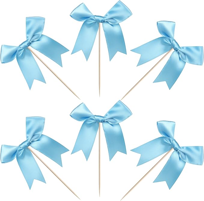 24 PCS Bow Cupcake Toppers Bowknot Cake Toppers Bow Girls Birthday Cake - Image 3