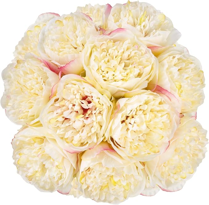 U'Artlines 20 Heads Artificial Peony Silk Flower Leaf Home Office Wedding Party by UArtlines